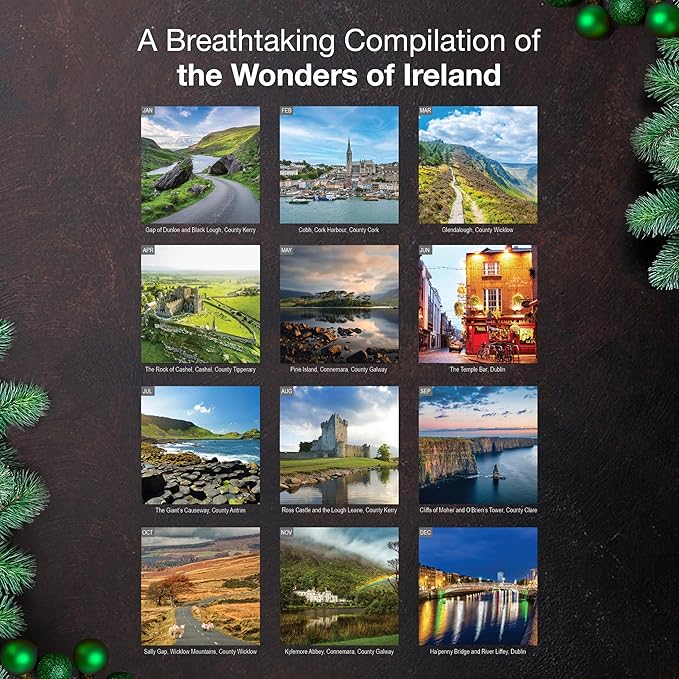 MICASA PRESS Ireland 2026 Wall Calendar 12 Month | 12" x 24" Open | Thick & Sturdy Paper | Holiday Gift | Irish Europe Travel Calendar 2026