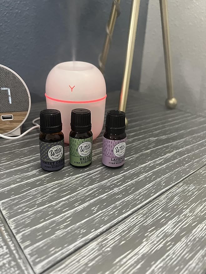 Wild Essentials 220ml Cool Mist Essential Oil Diffuser/Humidifier, Aromatherapy, Nightlight, Portable, USB Power, Auto Off, Room, Office, Car (White)