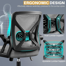 FelixKing Office Chair - Ergonomic Desk Chair Breathable Mesh Task with Wheels and Lumbar Support Home Desk Office Chairs with Flip up Armrest Rolling Swivel for Home Computer Dark Gray
