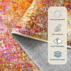 Lahome Modern Abstract Area Rugs 9x12 Living Room Rug Non Slip, Washable Colorful 9x12 Area Rug for Bedroom Girls Nursery, Soft Large Accent Carpet for Dining Room Table Office Home Decor