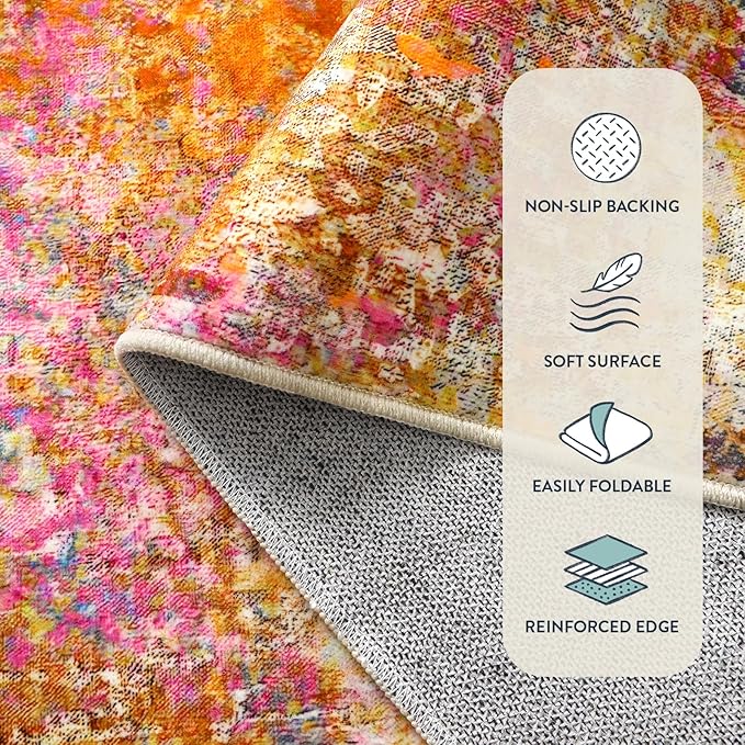 Lahome Modern Abstract Area Rugs 9x12 Living Room Rug Non Slip, Washable Colorful 9x12 Area Rug for Bedroom Girls Nursery, Soft Large Accent Carpet for Dining Room Table Office Home Decor