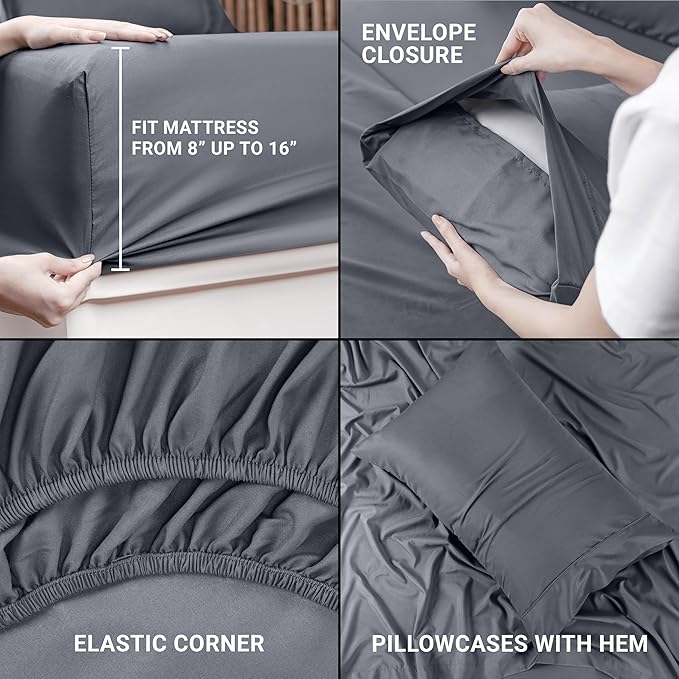 Utopia Bedding Twin Bed Sheets Set - Pack of 2 Sheet Sets - Perfect for Spa, Hotel, & Guest Bedroom - Brushed Microfiber - Shrinkage and Fade Resistant - Easy Care (Grey)