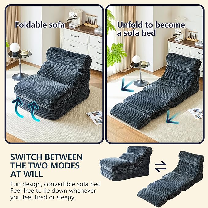 Premium Beige Bean Bag Chair for Adults with Armrest- Ultra Plush Memory Foam Lounge Sofa & Comfy Reading Nook Chair for Bedroom, Living Room & Dorm (Penguin, Darkgray)