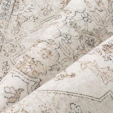 Beige Area Rug 3x5 Washable Vintage Carpet for Entryway Office Soft Retro Kitchen Low Pile Thin Door Mat Non Slip Oriental Medallion Throw Rug for Bathroom Bedroom Dining Living Room