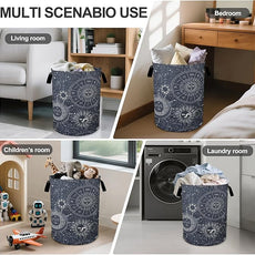 Sun Moon Laundry Basket Foldable Oxford Cloth Tote Bag Laundry Hamper Clothes Storage Bucket Organizer For Bathroom/Laundry Storage/Bedroom 19.6x15.7 Inch