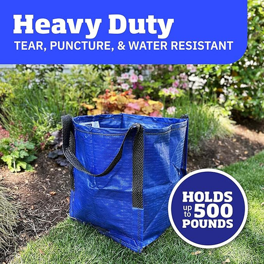 DURASACK Heavy Duty Storage Tote Bag 22-Gallon Rugged Woven Polypropylene Moving Bag, Reusable Self-Standing Design, Holds up to 500 Pounds, Single, Blue