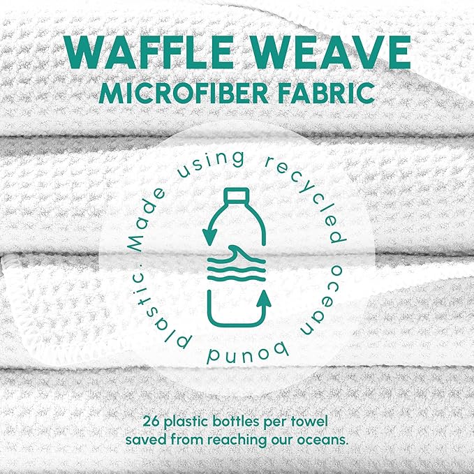 SUN'Y Waffle Microfiber Beach Towel – Sand Free, Quick Dry, Ultra Absorbent, Lightweight & Compact Travel Towel with Carry Bag - Large (63” x 31.5”), Groovy