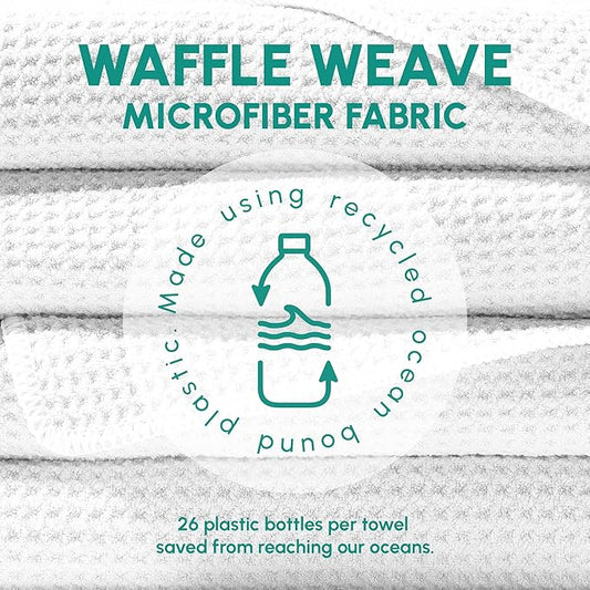 SUN'Y Waffle Microfiber Beach Towel – Sand Free, Quick Dry, Ultra Absorbent, Lightweight & Compact Travel Towel with Carry Bag - Large (63” x 31.5”), Groovy
