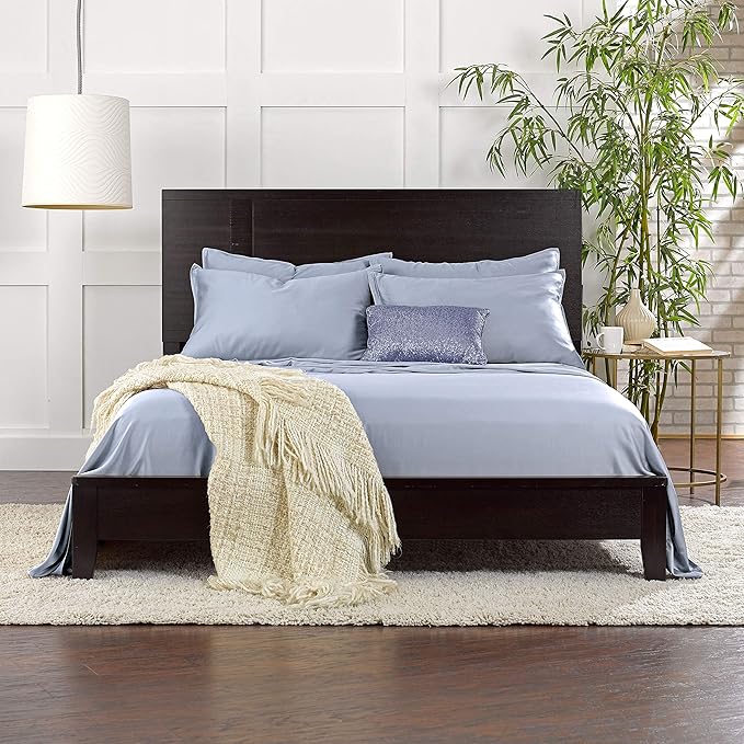 Pure Bamboo Split King Sheets, Genuine 100% Organic Viscose Derived from Bamboo Bed Sheet Set, Soft & Cooling, Double Stitching, 2 Fitted Sheets (Split King, Sterling Blue)