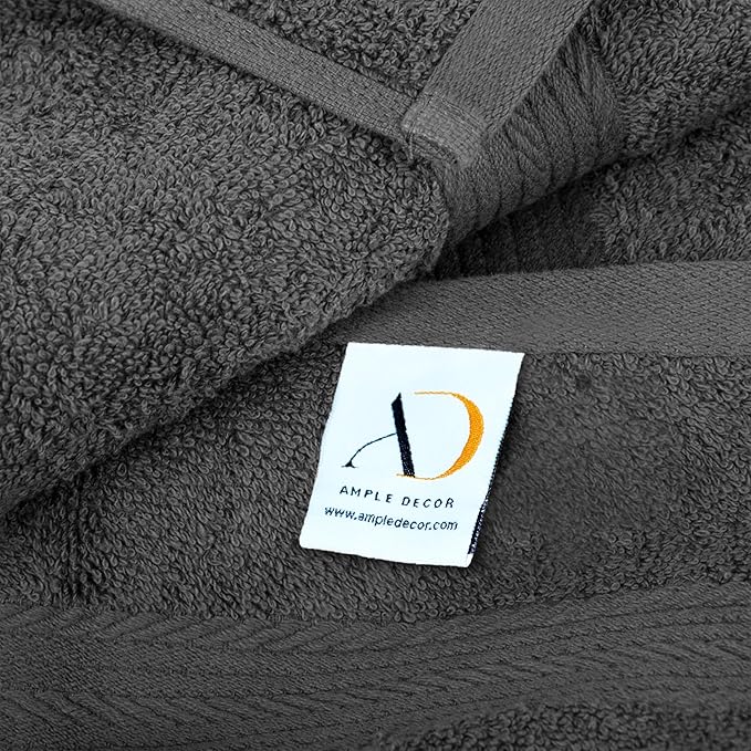 Ample Decor Washcloths Pack of 200 12 X 12 Inch, 600 GSM 100% Cotton Soft Absorbent, Premium Quality Durable Ideal for Bathroom, Pool, Hotel, Spa - Grey