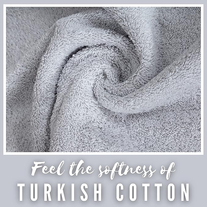 Personalized Bath Sheet Towels for Bathroom, Hotel, Spa, Pool, College Dorm, Super Soft, Highly Absorbent Turkish Cotton Monogrammed Oversized Towel 40" x 80" Extra Large Jumbo Bath Sheets, Light Grey