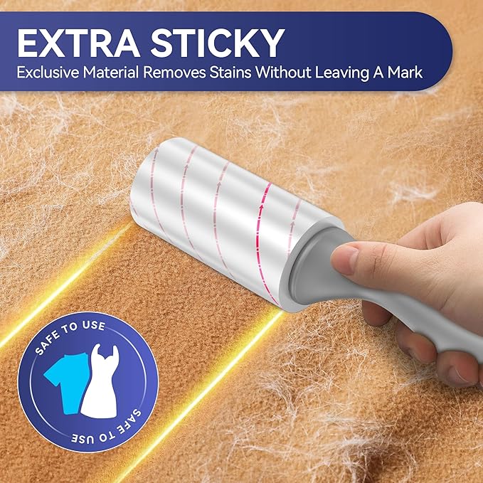 Lint Rollers for Pet Hair Extra Sticky, 880 Sheets Mega Value Set with Reinforced 4 Handles and Tough Paper, Lint Roller for Clothes, Sofa Bed, Car Seat, and More