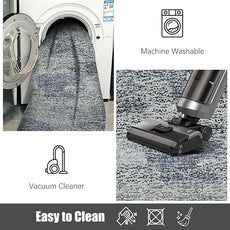 RUGSURE Washable Area Rug - 1/6 Thick - Stain & Water Resistant Non-Slip - Resistant Rug for Living Room, Bedroom, Nursery, Pet & Child Friendly, Vintage Charm Area Rugs (Grey+LightTeal, 3' x 5 ')