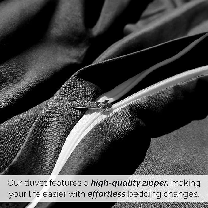 Southshore Fine Living, Inc. Premium Collection Oversized King Duvet Cover Set, Soft Duvet Cover 3-Piece, Two Matching Shams (108 in Wide x 98 in Long), Black, King/California King
