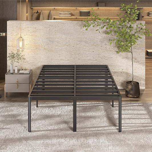 22 Inch High Queen Bed Frame with Rounded Corner Legs, Heavy Duty Metal Queen Platform Bed Frame with Steel Slats Support, No Box Spring Needed, Noise Free, Easy Assembly