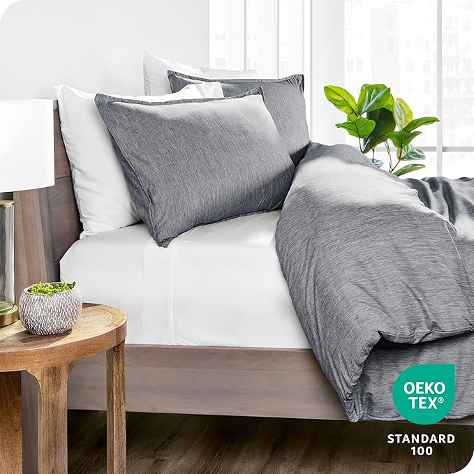 Bare Home Bedding Duvet Cover Oversized King Size - Premium 1800 Super Soft Collection - Lightweight, Duvet Cover - Soft Textured Bedding (Oversized King, Heathered Charcoal)