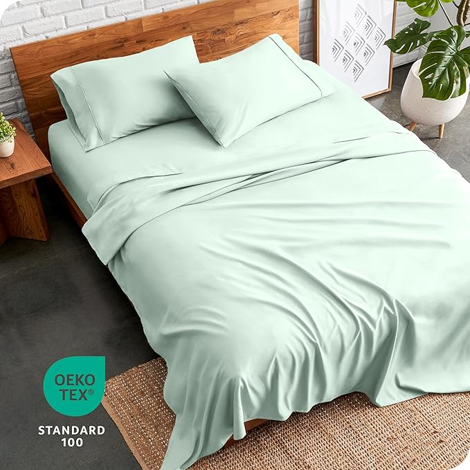 Bare Home Split Head Flex King Sheet Set - 1800 Ultra-Soft Microfiber Bed Sheets - Double Brushed - Deep Pockets - Easy Fit - 4 Piece Set - FlexTop Bedding Sheets (Split Head Flex King, Spring Mint) BareHome