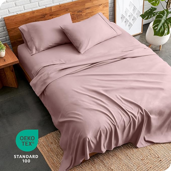 Bare Home Queen Sheet Set - Luxury 1800 Ultra-Soft Microfiber Bed Sheets - Double Brushed - Deep Pockets - Easy Fit - 4 Piece Set - Bedding Sheets & Pillowcases (Queen, Mauve) BareHome