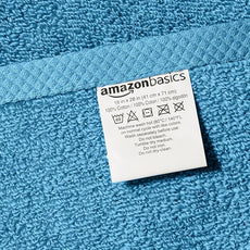 Amazon basics Lightweight quick-dry hand towels - 100% cotton, 8-pack, 28 x 16 inches, lake blue