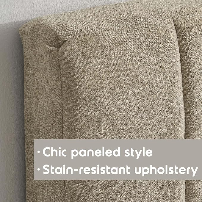 Nestl Upholstered Twin Headboard - Easy Assemble Channel Stitched Headboard Twin Size - Wall Mounted Headboards with 3D Soundproof Wall Panels Peel & Stick Floating Headboards, Linen