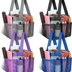 Hillban 4 Pcs Mesh Shower Caddy Portable Large Quick Dry Shower Caddy Basket with Deeper 8 Pockets and 2 Handles Hanging Bag for College Dorm Room(Blue, Purple, Black, Gray)