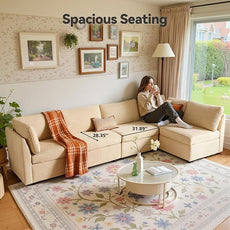 Modular Sectional Sofa,5 Pieces Sectional Couches for Living Room,131X65 L Shaped Cloud Couch with Oversized Convertible Modular Couch for Living Room