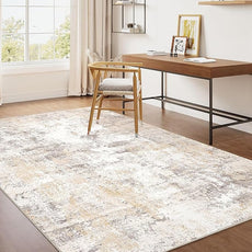 3x4 Washable Area Rug Beige Grey Abstract Entryway Office Throw Rug Neutral Modern Non Slip Soft Low Pile Small Carpet for Kitchen Living Room Bedroom Entrance