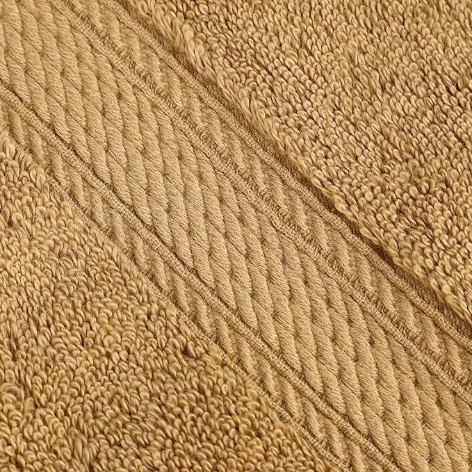 Superior Egyptian Cotton Pile Bath Towel Set of 4, Ultra Soft Luxury Towels, Thick Plush Essentials, Absorbent Heavyweight, Guest Bath, Hotel, Spa, Home Bathroom, Shower Basics, Toast
