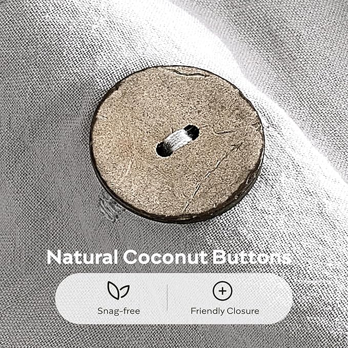 JELLYMONI 100% Washed Cotton Standard Pillowcases Set, 2 Pack Linen-Like Texture Breathable Pillow Covers with Button Closure,Pale Grey Standard 20"×26"(Pillows are not Included)