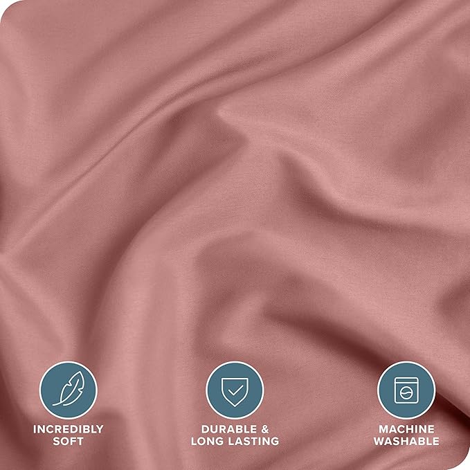 Bare Home Bedding Duvet Cover Queen Size - Premium 1800 Super Soft Collection - Lightweight, Cooling - Soft Breathable Bedding Duvet Cover (Queen, Dusty Rose)