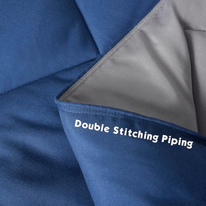 HIG 3pc Navy Twin/Twin XL Comforter Set - All Season Reversible Down Alternative Comforter with Sham - Quilted Duvet Insert with Corner Tabs - Diamond Stitched Blanket - Breathable, Soft, Fluffy