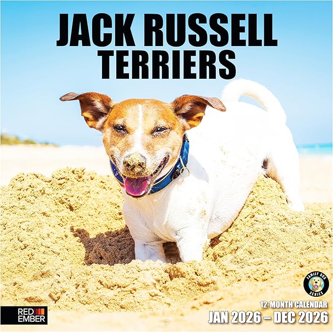 RED EMBER Jack Russell Terriers 2026 Wall Calendar 12 Month | 12" x 24" Open | Thick & Sturdy Paper | Holiday Gift | Cute Puppy Dog Calendar 2026