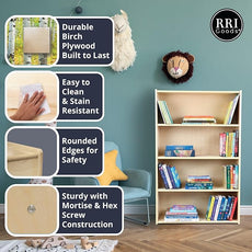 Classic Birch Book Shelf, Wooden Wall Organizer for Books, Toys, Office, and Kids Supplies, Natural (5 Tier - 60