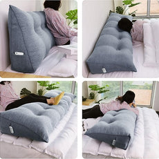 WOWMAX Headboard Pillow Queen Triangular Bed Wedge Pillow for Headboard Wedge Pillow Headboard for Daybed Bunk Bed Large Bolster Pillow for Bed with Removable Cover, Gifts for Mom Gray