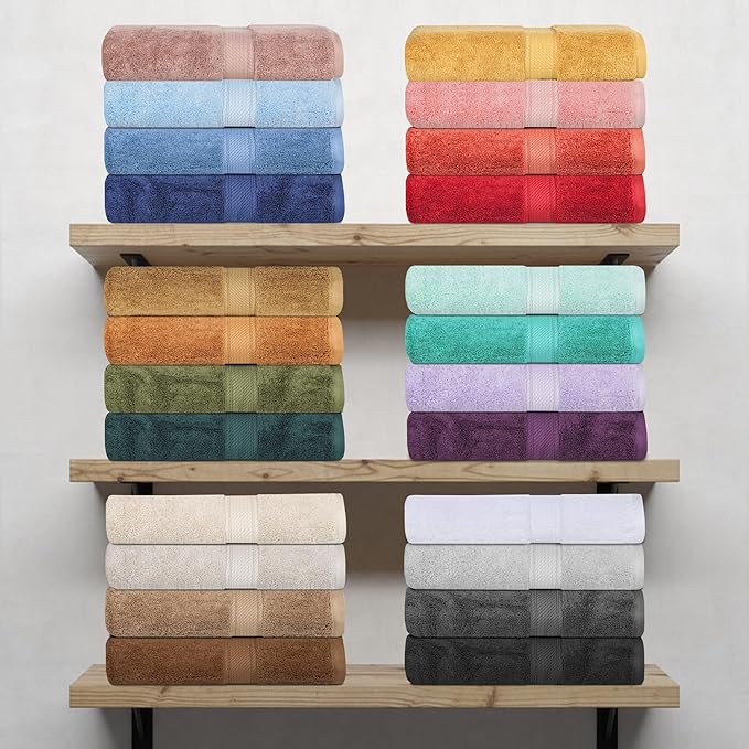 BLUENILEMILLS Madison Egyptian Cotton Hand Towels, Towel Set for Bathroom, Shower, Spa, Hotel, Plush, 800 GSM, Gym, Highly Absorbent and Ultra-Soft Towels, Bath Essentials, Set of 4, Gold