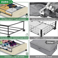 Beborxue Under Bed Storage with Wheels, 4-Pack Under Bed Storage Containers with Clear Lids, XXL 60L Under Bed Shoe Storage Organizer, Rolling Underbed Storage for Clothes, Shoes, Blankets (Beige)