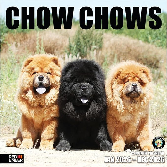 RED EMBER Chow Chows 2026 Wall Calendar 12 Month | 12" x 24" Open | Thick & Sturdy Paper | Holiday Gift | Cute Puppy Dog Calendar 2026