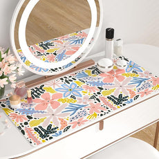 QIYI Floral Large Mouse Pad, Cute Desk Mat for Desktop, Women Girls Desk Accessories Office Décor, PU Leather Waterproof Big Gaming Mousepad, Doodle Flowers Desk Pad Computer Mat, 31.5