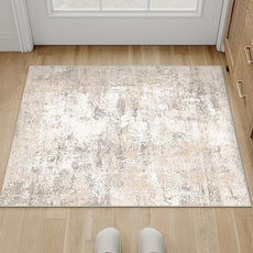 2x3 Washable Area Rug Beige Grey Abstract Entryway Kitchen Throw Rug Neutral Modern Non Slip Soft Low Pile Small Carpet for Bathroom Living Room Bedroom