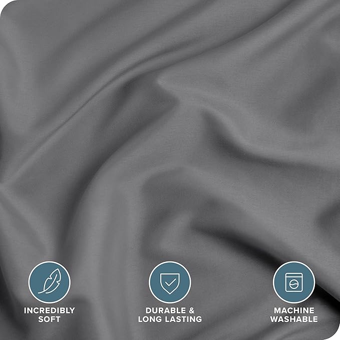 Bare Home Bedding Duvet Cover King Size - Premium 1800 Super Soft Collection - Lightweight, Cooling - Soft Breathable Bedding Duvet Cover (King, Grey)