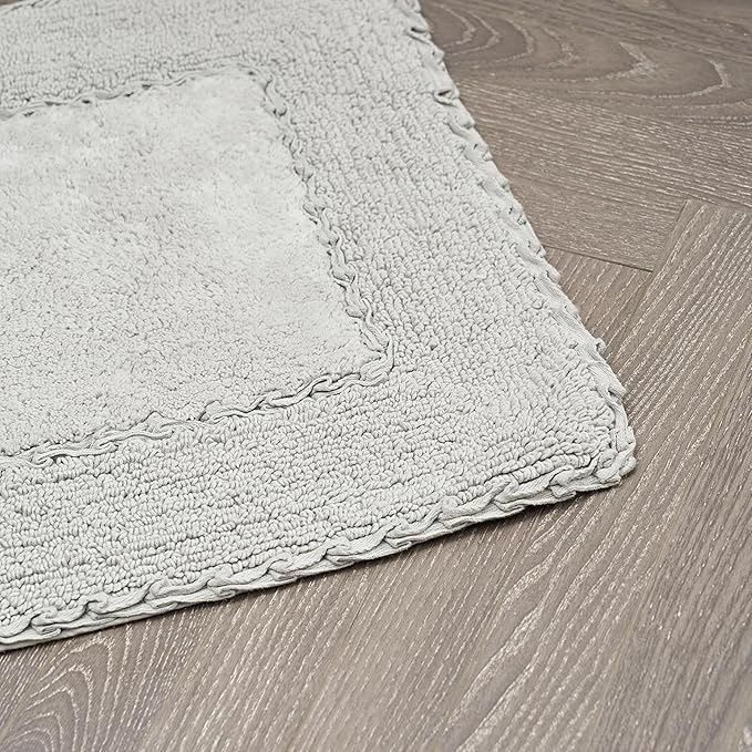 Laura Ashley Ruffle Border 100% Cotton Bath Rug, Light Grey, 20"x 34"