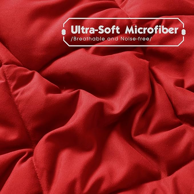 HIG 3pc Red Twin/Twin XL Comforter Set - All Season Reversible Down Alternative Comforter with Sham - Quilted Duvet Insert with Corner Tabs - Diamond Stitched Blanket - Breathable, Soft, Fluffy