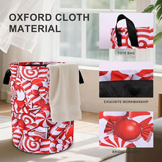 Christmas Candies Laundry Basket Foldable Oxford Cloth Tote Bag Laundry Hamper Clothes Storage Bucket Organizer For Bathroom/Laundry Storage/Bedroom 19.6x15.7 Inch