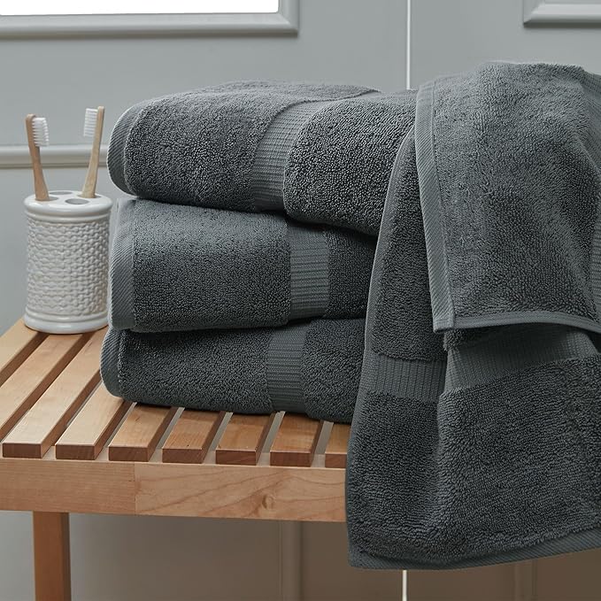 Towel Bazaar Premium Cotton Super Soft and Absorbent Turkish Towels (2-Piece Bath Sheet Towel, Dark Gray)