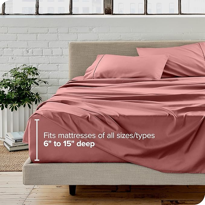 Bare Home Split King Sheet Set - 1800 Ultra-Soft Microfiber Bed Sheets - Double Brushed - Deep Pockets - Easy Fit - 5 Piece Set - Bed Sheets & Pillowcases (Split King, Dusty Rose) BareHome