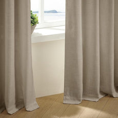 Grey Beige Pinch Pleated Linen Curtains 92 Inches Long 2 Panels for Living Room Bedroom Memory Training Shaped Semi Sheer Pleat Drapes with Hooks Rings Light Filtering Window Curtain 40x92