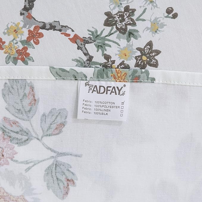 FADFAY Elegant Floral Bed Sheet Set Vintage Farmhouse 100% Cotton Ultra Soft Girls Bedding with Deep Pocket Fitted Sheet 4Pcs, Full Size