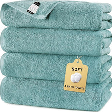 SEMAXE 4-Pack Luxury Bath Towels for Bathroom, 100% Cotton, Soft, Absorbent, and Quick-Drying, 55