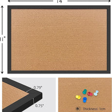 Cork Bulletin Board, 11x14 Inches Hanging Cork Board Wooden Framed with Pins for Wall, Dorm Room, Office, Home Decor – Natural Cork & Black Frame