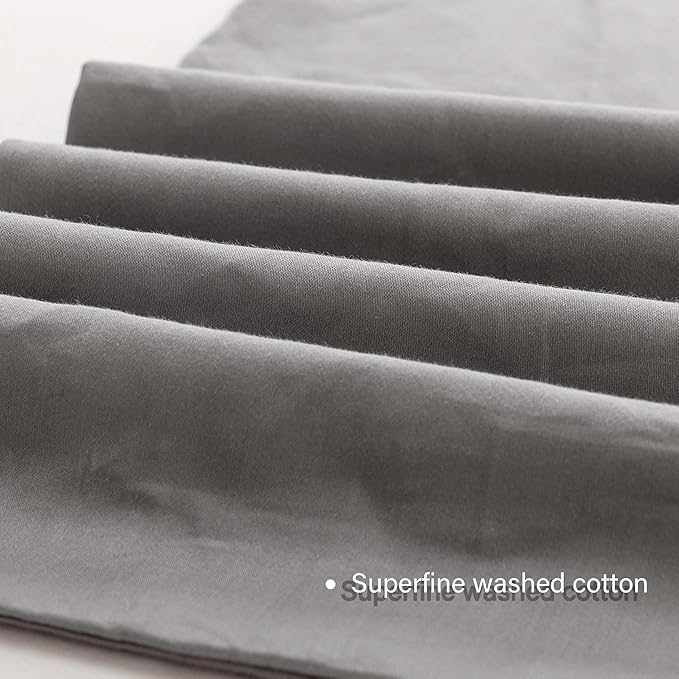 HeimenAogo Egyptian Cotton Duvet Cover Set Twin/Twin XL, Ultra Soft and Breathable Comforter Cover with Zipper Closure, High Thread Count Long Staple Blanket Cover 2pcs (68"×90"), Alloy Gray